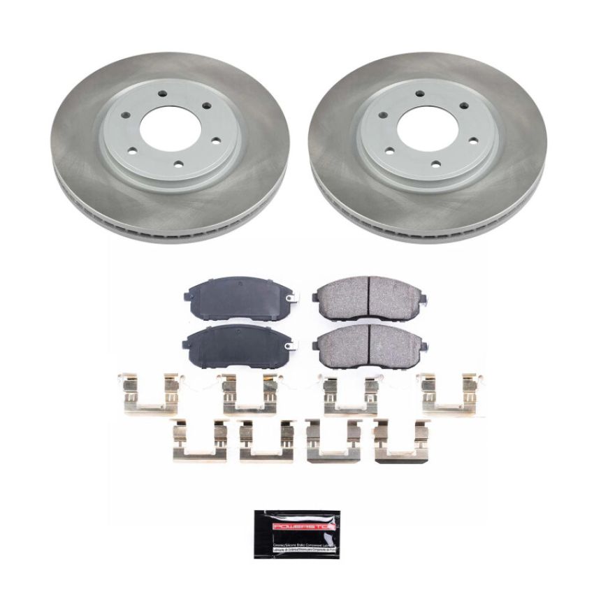 PowerStop SC241 Semi-Coated Rotor and Low-Dust Ceramic Brake Pad Kit