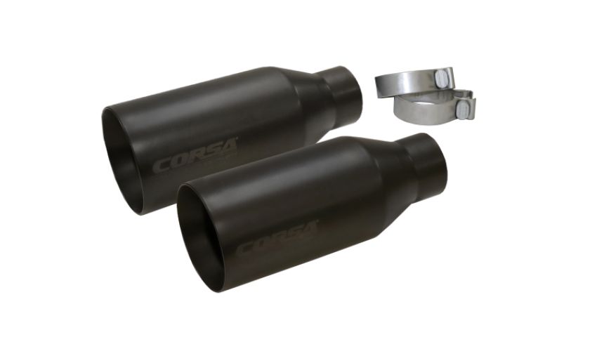 Corsa Performance 14051BPC Single (Qty 2) 5.0in. Straight Cut Black Powder Coat Tip Kit (Clamps Included)