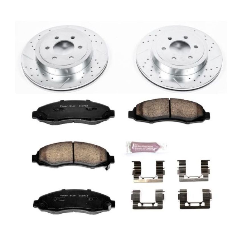 PowerStop K2187 Z23 Daily Driver Carbon-Fiber Ceramic Brake Pad and Drilled & Slotted Rotor Kit