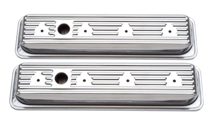 EDELBROCK EDE4446 SBC Signature Series Valve Cove Set - Chrome