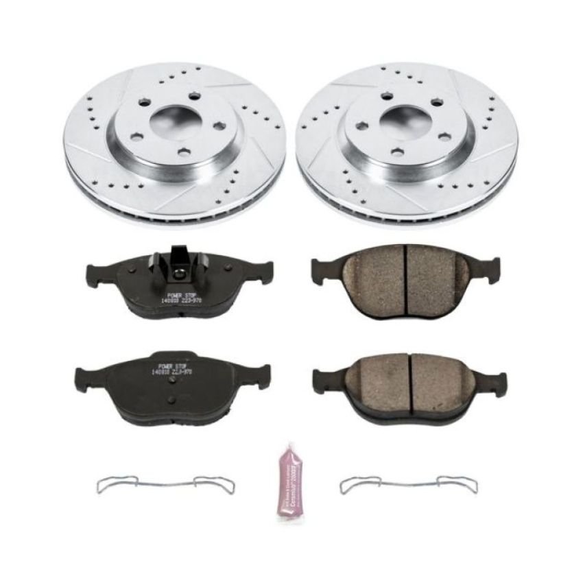 PowerStop K5137 Z23 Daily Driver Carbon-Fiber Ceramic Brake Pad and Drilled & Slotted Rotor Kit
