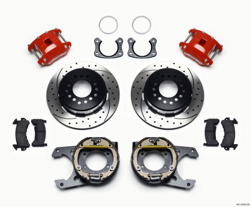 Wilwood 140-12209-DR D154 P/S P-B Kit Drilled-Red New Big Ford 2.50in Offset