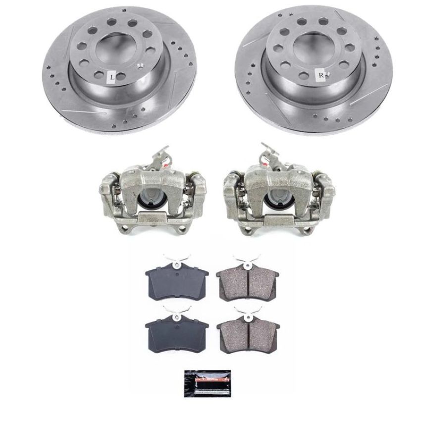 PowerStop KCOE5671A OE Stock Replacement Low-Dust Ceramic Brake Pad, Rotor and Caliper Kit