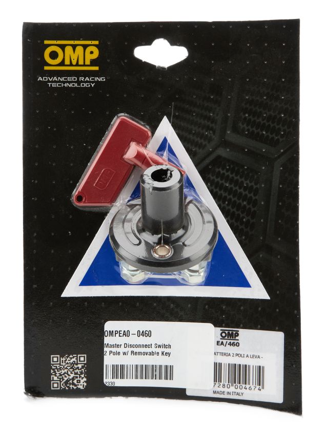 OMP RACING, INC. OMPEA0-0460 Master Disconnect Switch 2 Pole w/ Removable Key