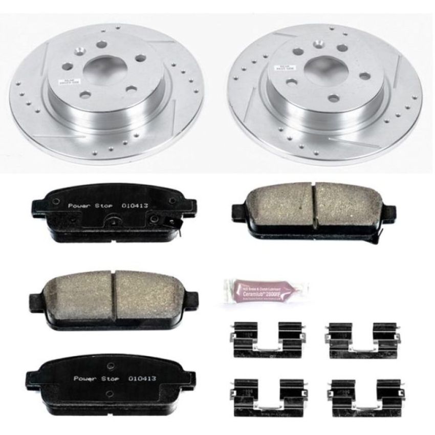 PowerStop K5544 Z23 Daily Driver Carbon-Fiber Ceramic Brake Pad and Drilled & Slotted Rotor Kit