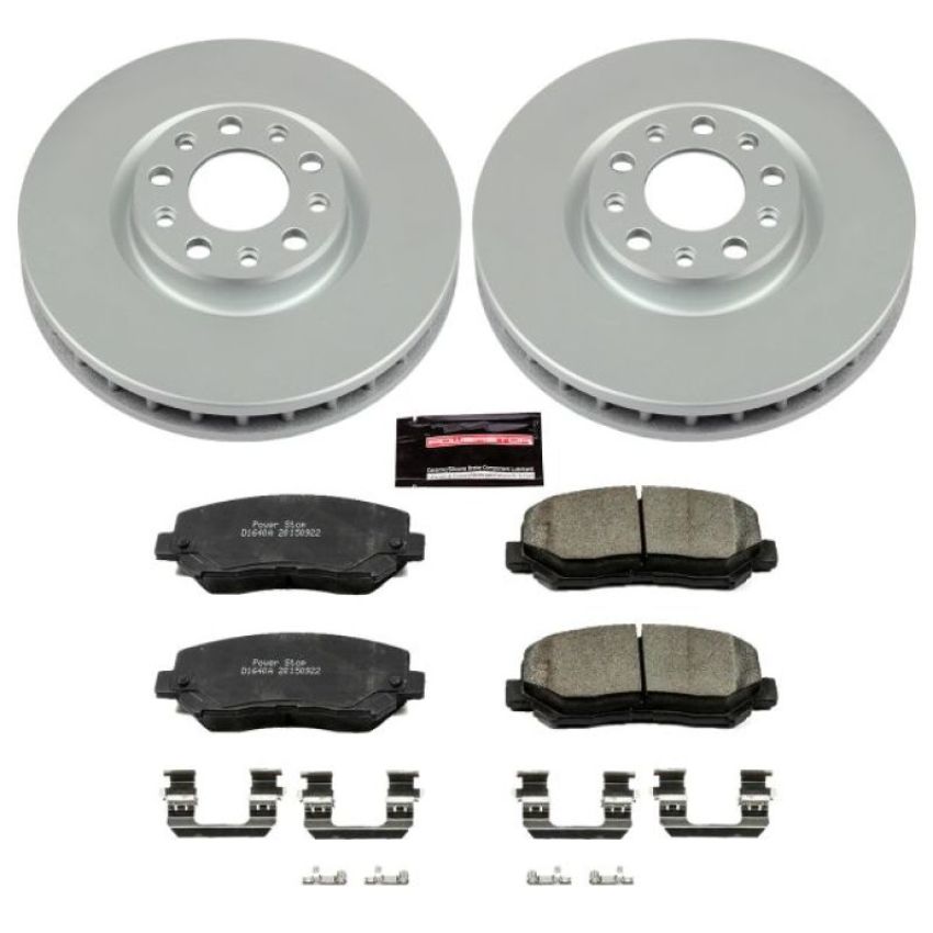 PowerStop CRK6372 Genuine Geomet Coated Rotor and Low-Dust Ceramic Brake Pad Kit