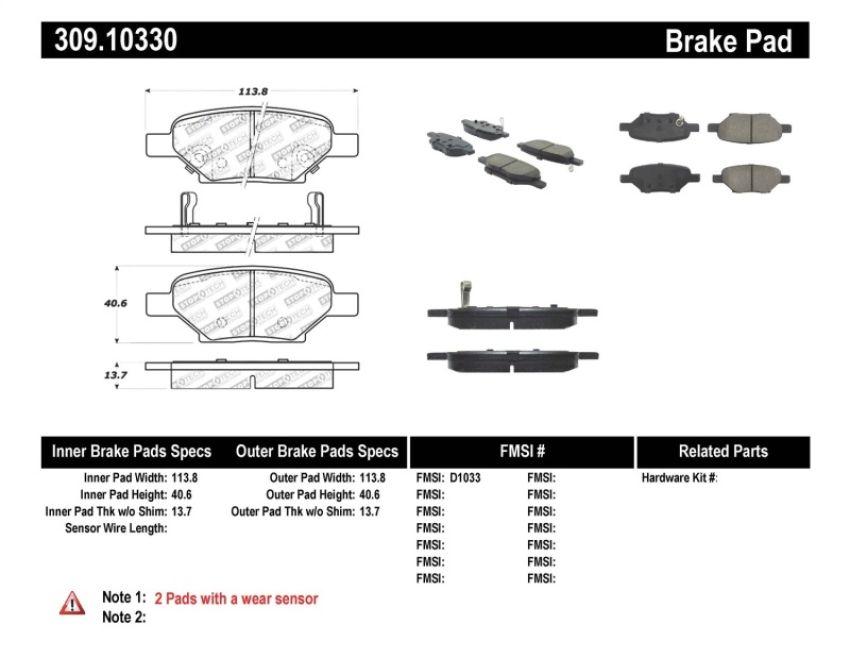 Stoptech 309.10330 Performance Brake Pads