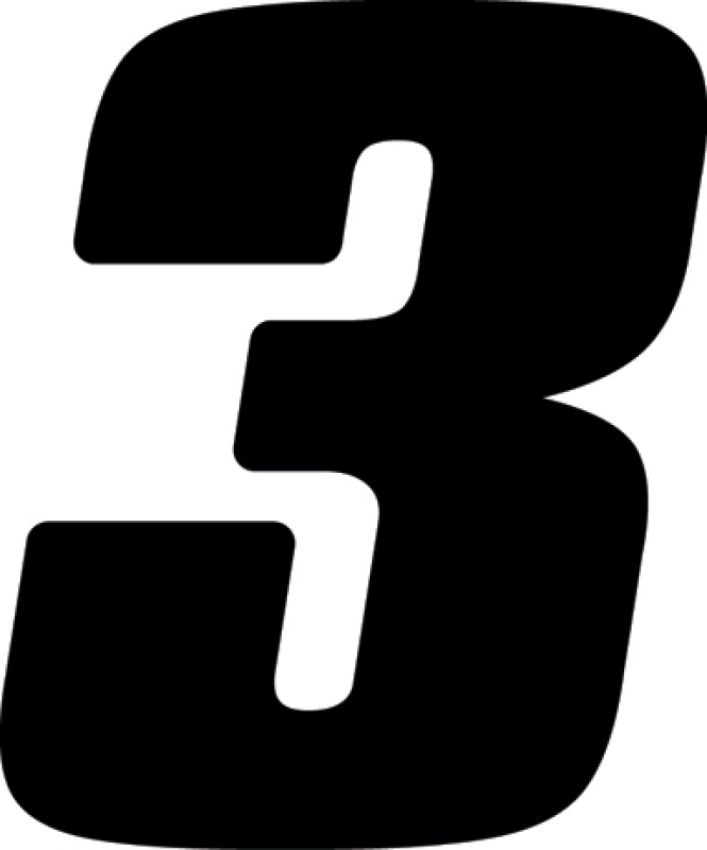 Hardline DD73B-3 Dirt Digits 3pk 7 in. - High Gloss Number 3 - Black