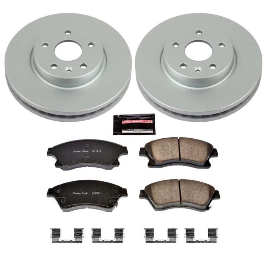 PowerStop CRK5550 Genuine Geomet Coated Rotor and Low-Dust Ceramic Brake Pad Kit