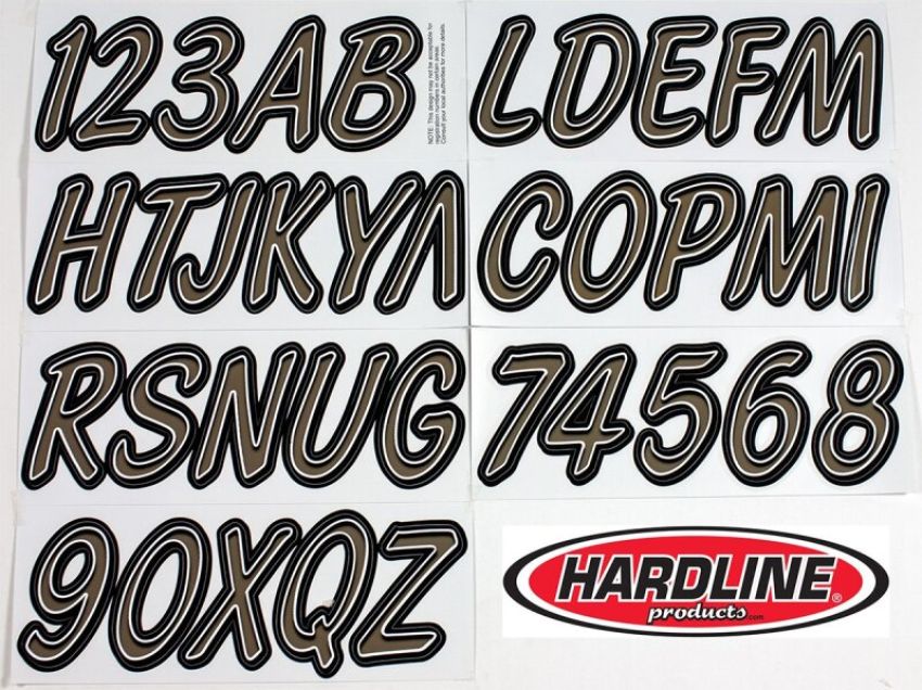 Hardline TIBKG400 Boat Lettering Registration Kit 3 in. - 400 Titan Grey/Black