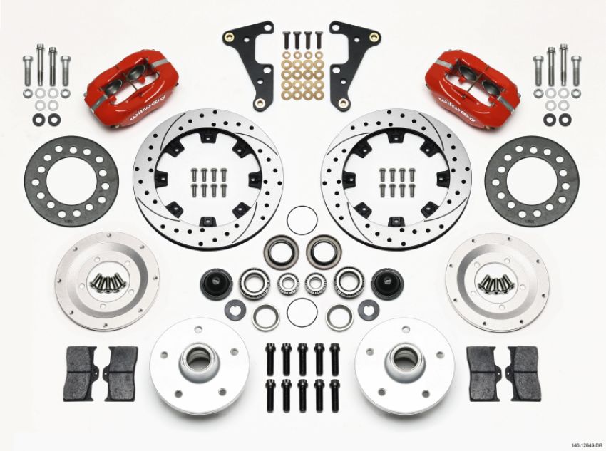 Wilwood 140-12649-DR Forged Dynalite Front Kit 11.75in Drilled Red 41-55 Cadillac