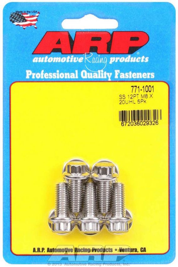 ARP ARP771-1001 S/S Bolt Kit - 12pt. (5) 8mm x 1.25 x 20