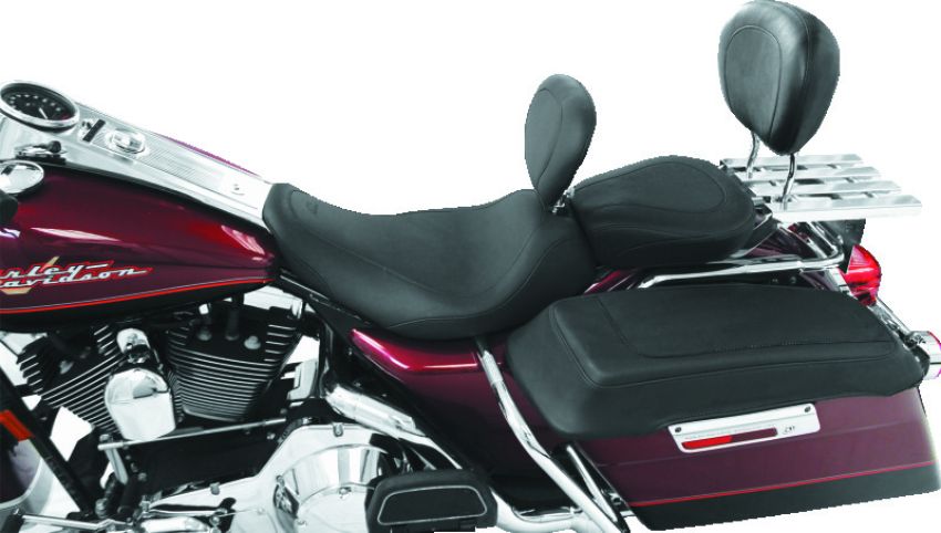 Mustang Motorcycle 79351 Mustang 03-08 Kawasaki Vulcan 1600 Classic, 05-08 Nomad Tour 2PC Seat w/Driver Backrest - Black