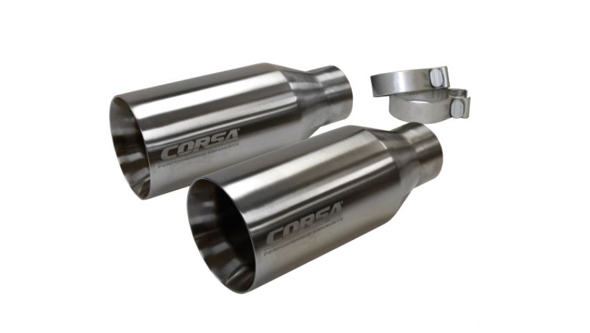 Corsa Performance 14051 Single (Qty 2) 5.0in. Straight Cut Satin Tip Kit (Clamps Included)