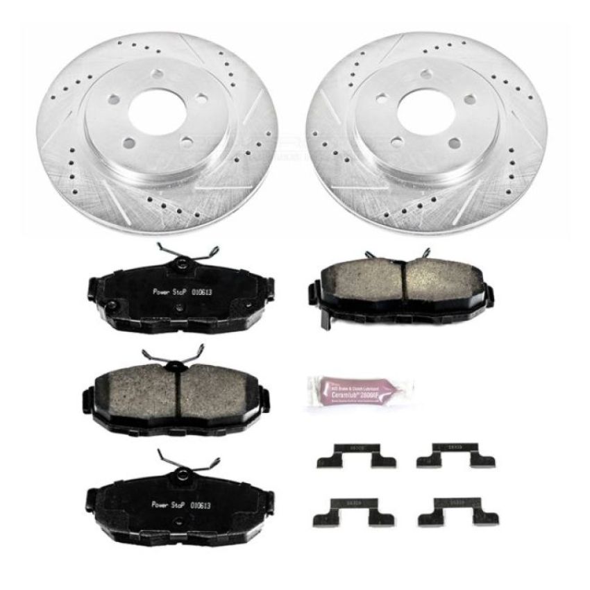PowerStop K5941 Z23 Daily Driver Carbon-Fiber Ceramic Brake Pad and Drilled & Slotted Rotor Kit