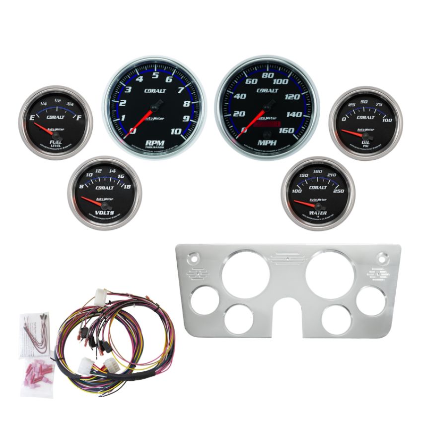 AutoMeter 7045-CB DIRECT FIT DASH KIT, CHEVY TRUCK 67-72, TACH/MPH/FUEL/OILP/WTMP/VOLT, COBALT