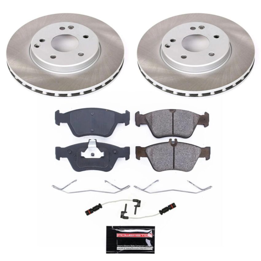 PowerStop SC3047 Semi-Coated Rotor and Low-Dust Ceramic Brake Pad Kit