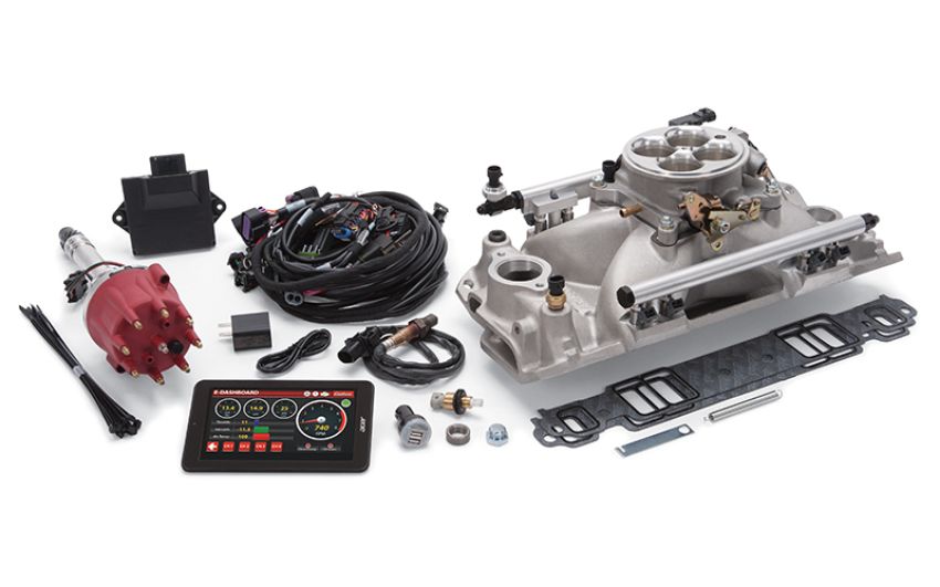 Edelbrock 35760 Pro Flo 4 Fuel Injection Kit Seq Port SBC 1986&Earlier 550 Max HP 29 LbHr Injectors Satin