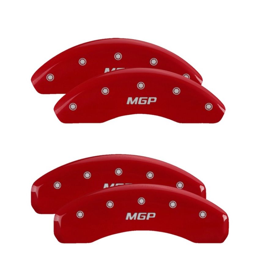 MGP 32014SMGPRD 4 Caliper Covers Engraved Front & Rear  Red finish silver ch