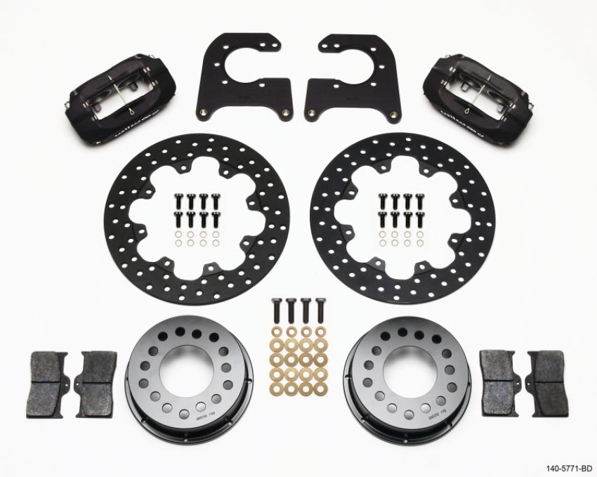Wilwood 140-5771-BD Forged Dynalite Rear Drag Kit Drilled Rotor Chevy 12 Bolt-Spec 3.15in Brng