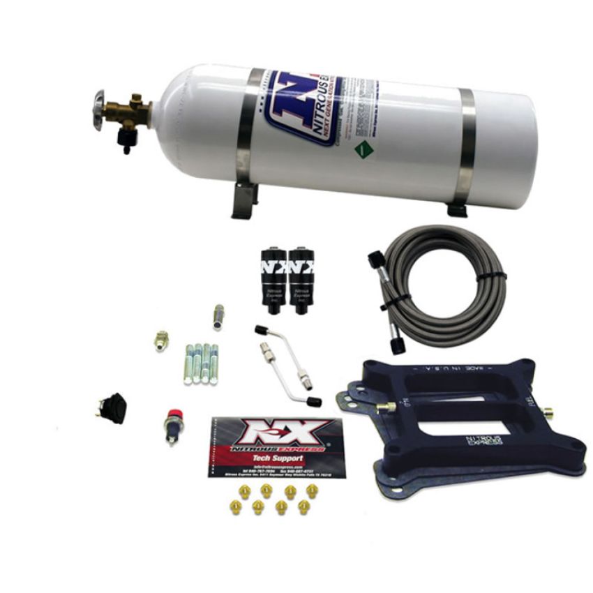 Nitrous Express 40040-15 4150 HITMAN 4-BBL (100-150-200HP) WITH 15LB BOTTLE