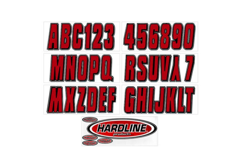 Hardline ROBLK320 Boat Lettering Registration Kit 3 in. - 320 Ox Blood Red/Black