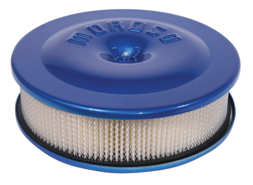 Moroso 66305 Race/Street Air Cleaner - 8-1/2in x 2-3/8in Filter - Aluminum - Blue Powder Coat