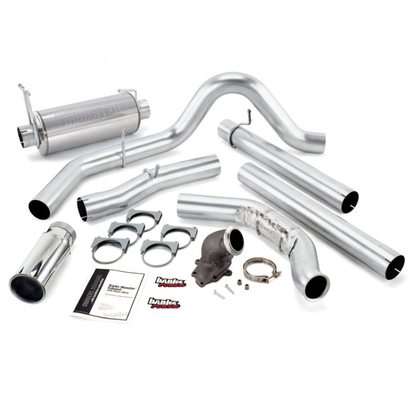 Banks Power 48659 99-03 Ford 7.3L Monster Exh w/ Power Elbow - SS Single Exh w/ Chrome Tip
