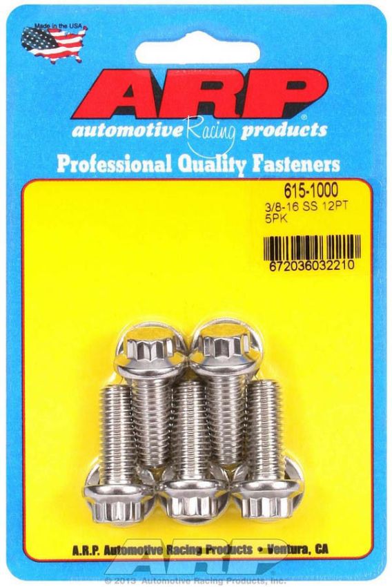 ARP ARP615-1000 S/S Bolt Kit - 12pt. (5) 3/8-16 x 1.000