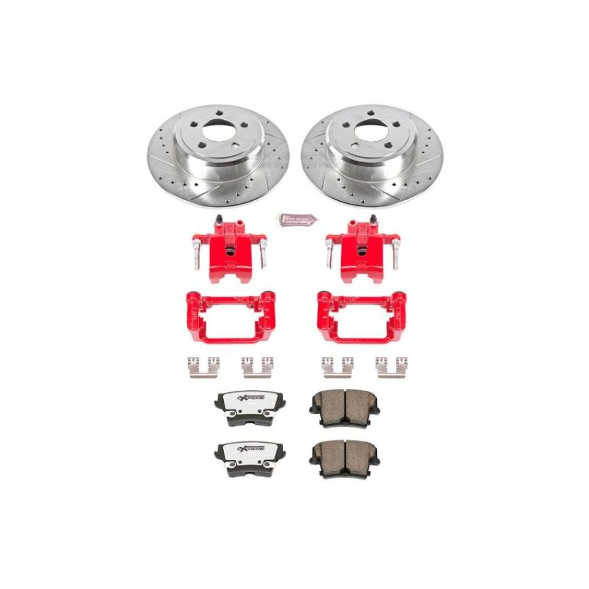 PowerStop KC1719-26 Z26 Street Performance Ceramic Brake Pad, Drilled Slotted Rotor, and Caliper Kit