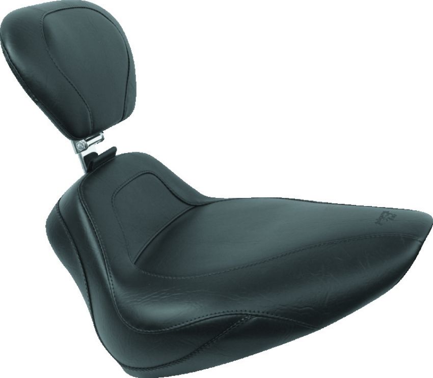 Mustang Motorcycle 79491 Mustang 00-15 Harley Softail Standard Rear Tire Sport Touring Solo Seat w/Driver Backrest - Black