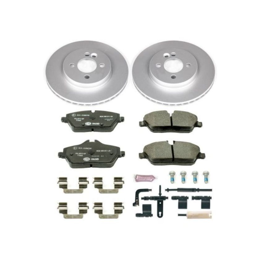 PowerStop ESK6066 Genuine Geomet Coated Rotors, ECE-R90 Brake Pads + Hardware Kit
