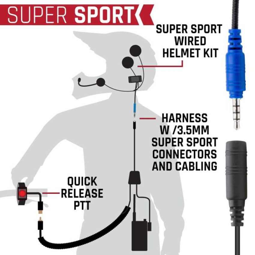 Rugged Radios MH-KIT-SPORT-V3 SUPER SPORT Comm Kit w/ LW SPORT Cables With V3 - Business Band Radio