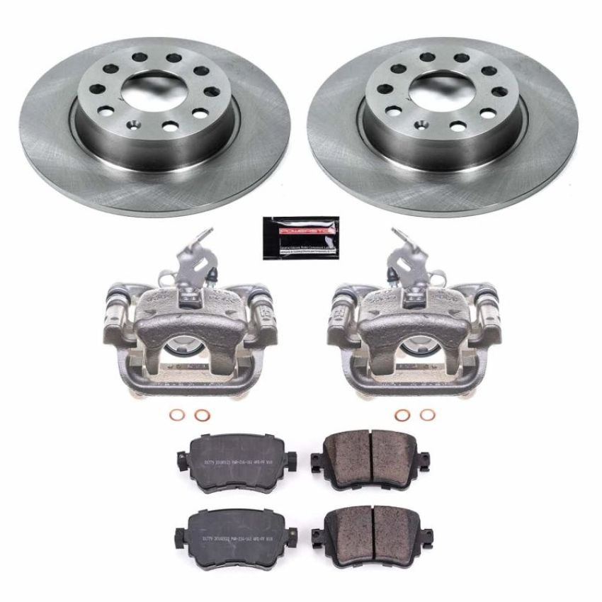 PowerStop KCOE7053 OE Stock Replacement Low-Dust Ceramic Brake Pad, Rotor and Caliper Kit
