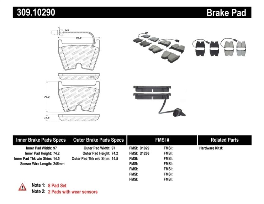 Stoptech 309.10290 Performance Brake Pads