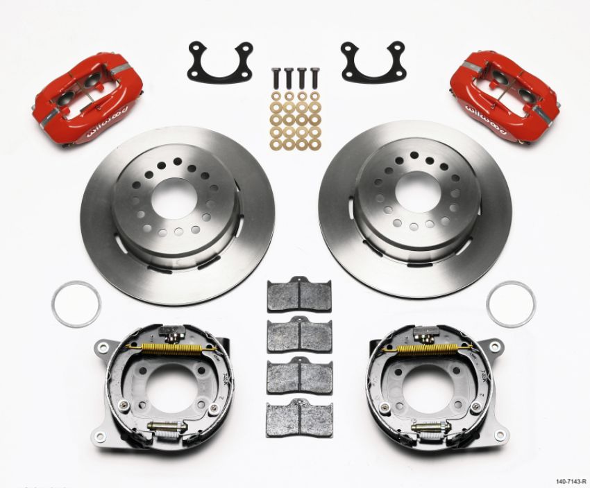 Wilwood 140-7143-R Forged Dynalite P/S Park Brake Kit Red Small Ford 2.66in Offset