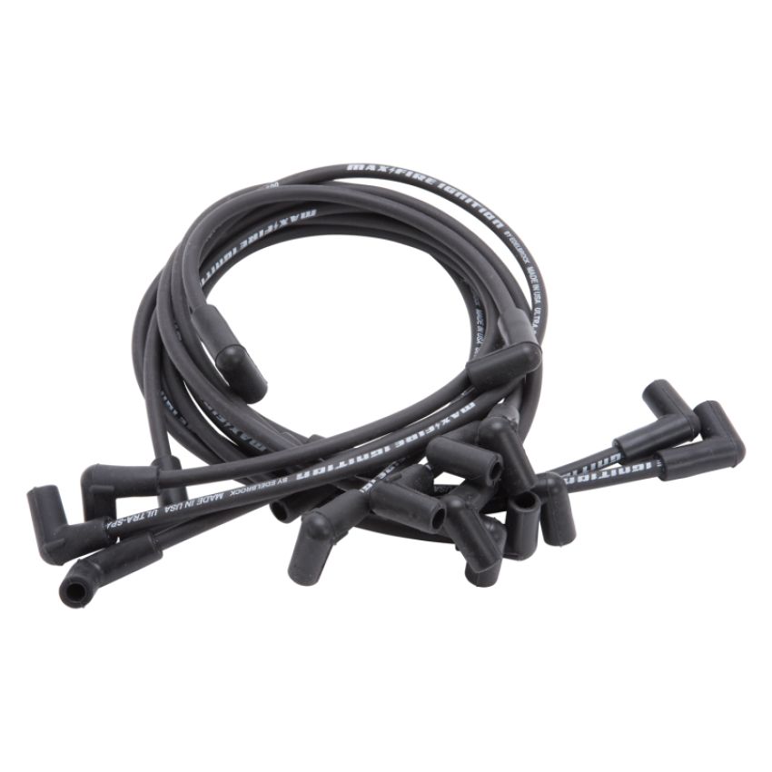 EDELBROCK EDE22702 Max Fire Plug Wire Set SBC w/HEI 90 Deg Black