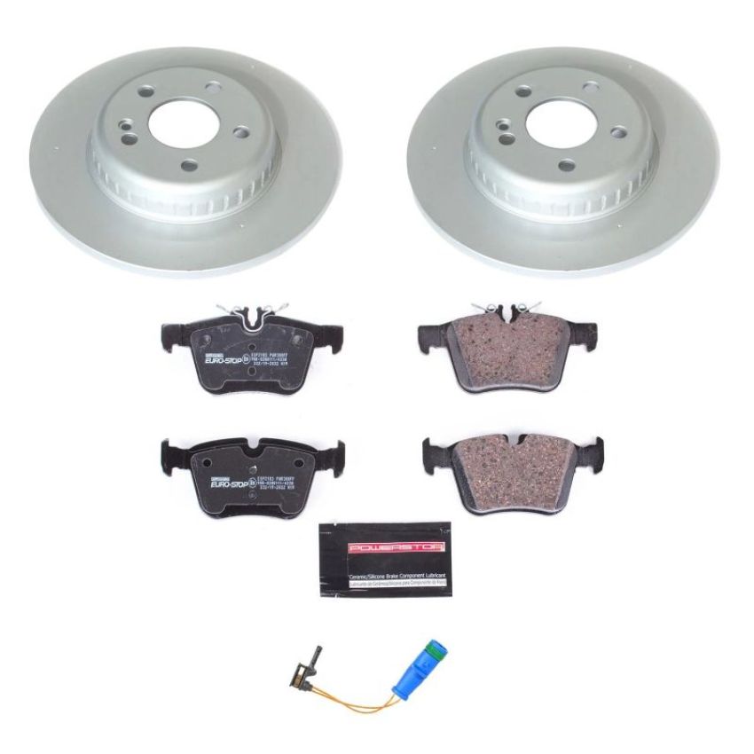 PowerStop ESK8152 Genuine Geomet Coated Rotors, ECE-R90 Brake Pads + Hardware Kit