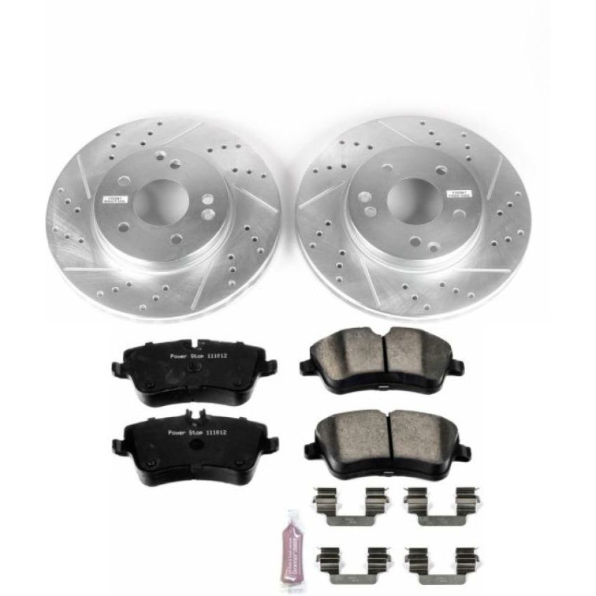 PowerStop K3048 Z23 Daily Driver Carbon-Fiber Ceramic Brake Pad and Drilled & Slotted Rotor Kit