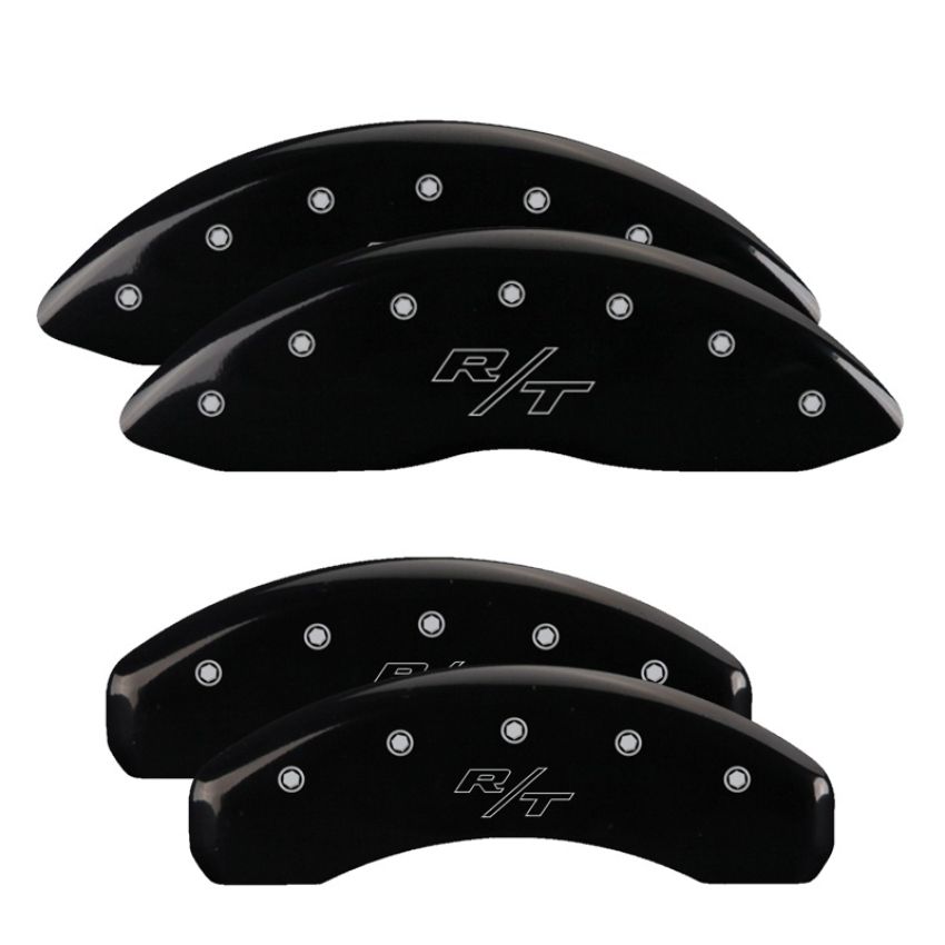 MGP 12088SRTRBK 4 Caliper Covers Engraved Front & Rear Vintage Style/RT Black finish silver ch