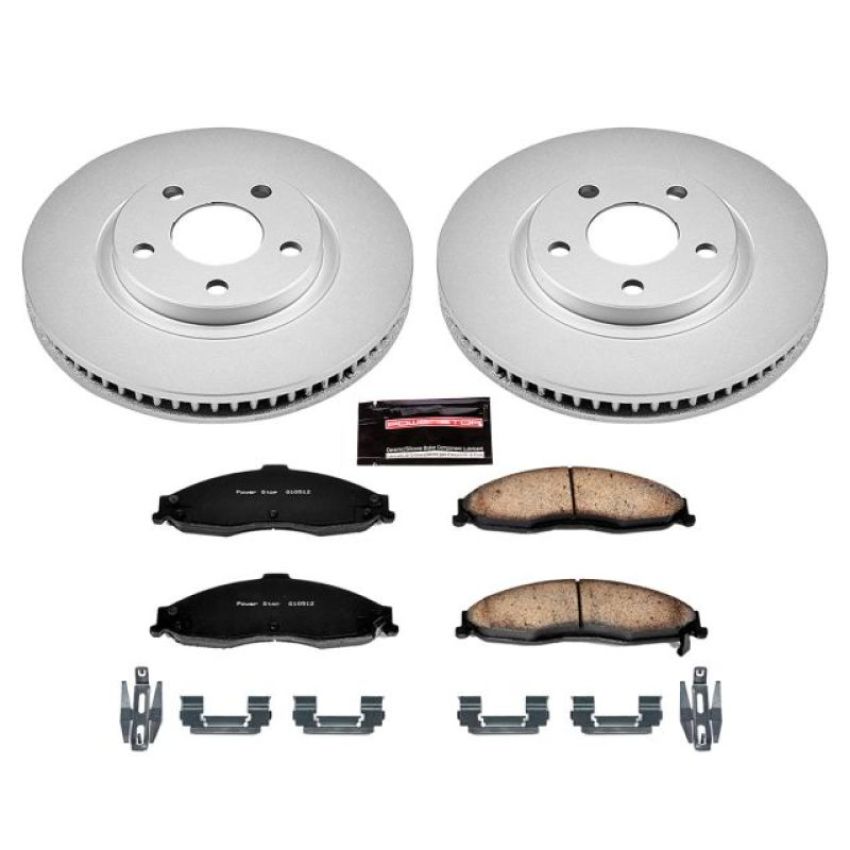 PowerStop CRK1547 Genuine Geomet Coated Rotor and Low-Dust Ceramic Brake Pad Kit