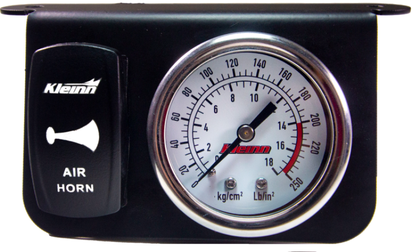 Kleinn Air Horns 1303W Kleinn Panel Mounted 160 PSI Gauge w/ an Illuminated WHITE Momentary Rocker Switch