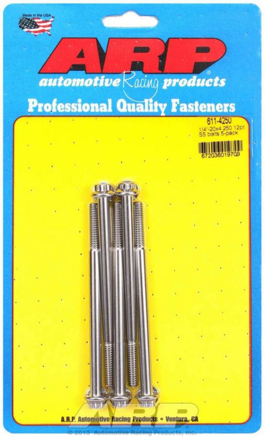 ARP ARP611-4250 S/S Bolt Kit - 12pt. (5) 1/4-20 x 4.250