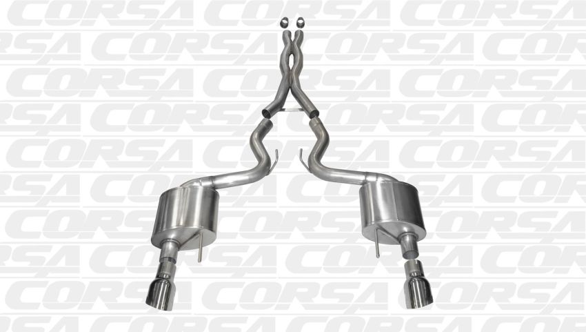 CORSA Performance 14328 Corsa 2015-2017 Ford Mustang GT 5.0 3in Cat Back Exhaust Polish Dual 4.5in Tip (Xtreme)