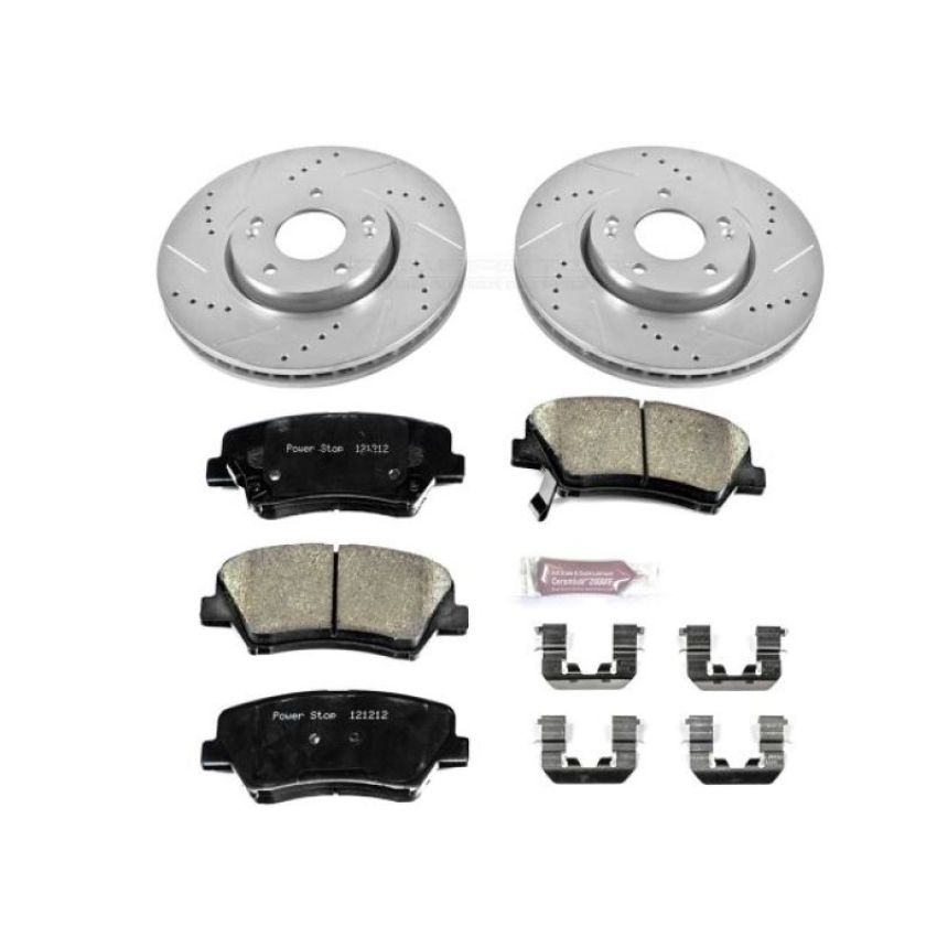 PowerStop K6306 Z23 Daily Driver Carbon-Fiber Ceramic Brake Pad and Drilled & Slotted Rotor Kit