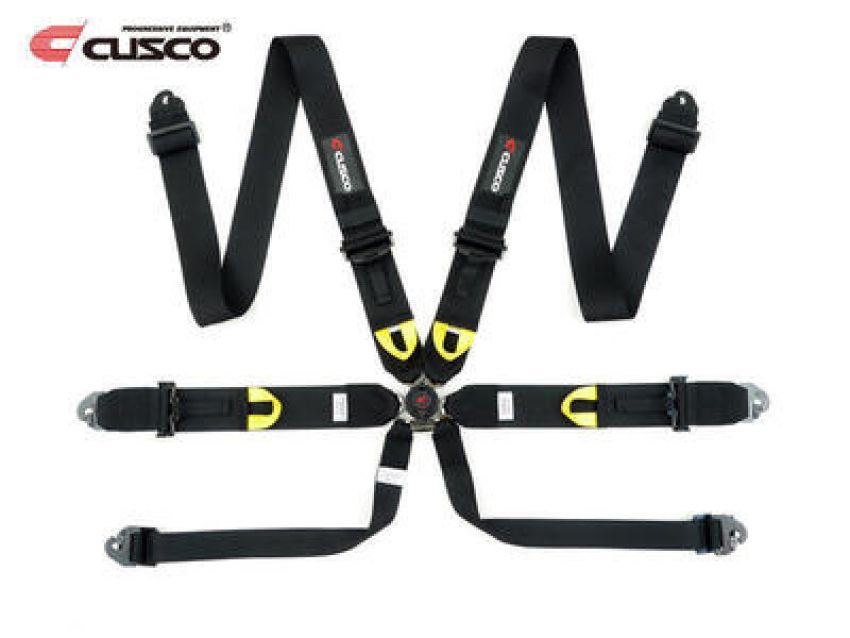 Cusco 00B CRH N6BK Universal 6 Point 3in Shoulder 3in Lap w/ Eyebolts (7/16-20UNF Thread) FIA Racing Harness- Blk