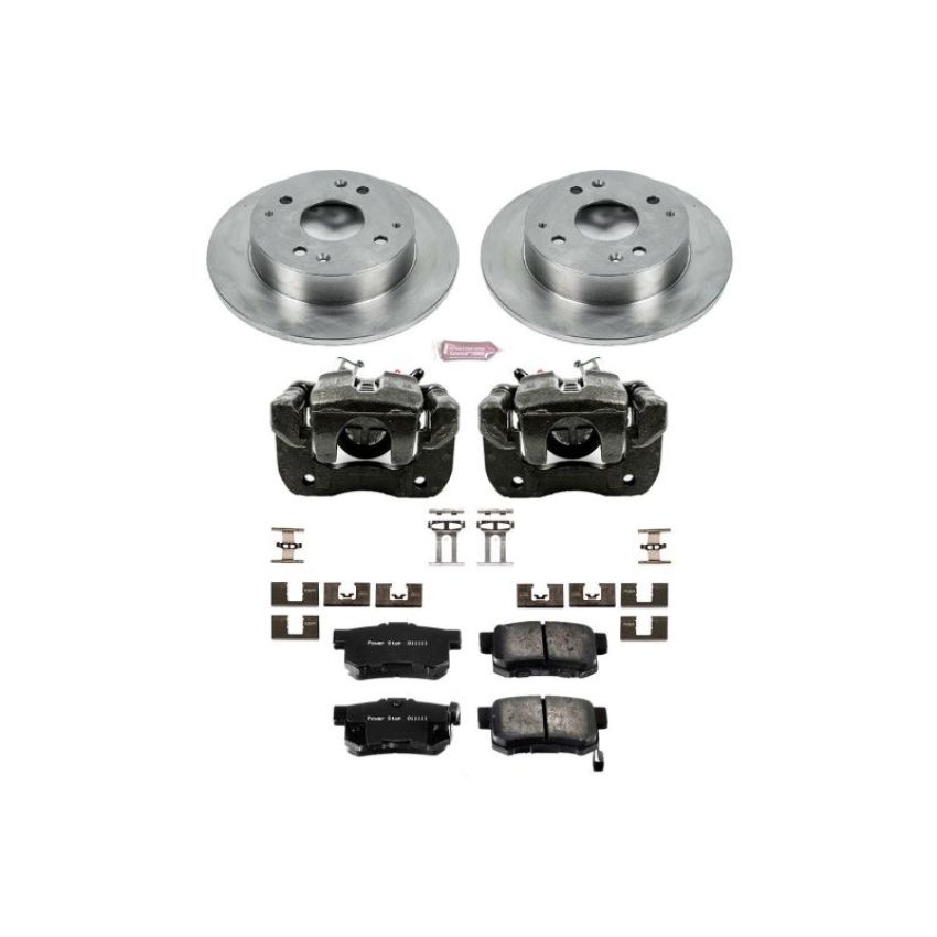 PowerStop KCOE1244 OE Stock Replacement Low-Dust Ceramic Brake Pad, Rotor and Caliper Kit