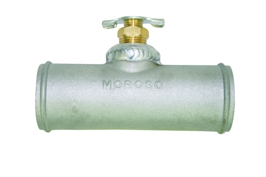 Moroso 63731 Radiator Hose Bleed/Drain - 3/8in Petcock - 1-1/2in to 1-1/2in Hose - Cast Aluminum