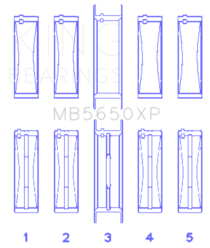 King Engine Bearings MB5650XP001 King Ford 370/429/460 16V OHV (Size .001) Crankshaft Main Bearing Set