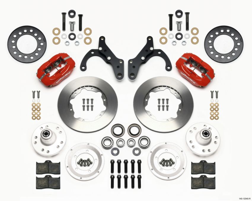 Wilwood 140-12040-R Forged Dynalite Front Kit 11.00in Red 69-70 Impala Drum/Disc 69-82 Vette